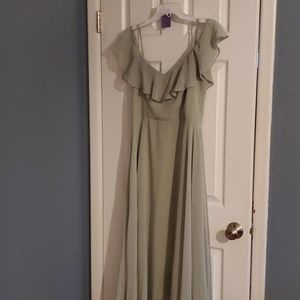 Pistachio off the shoulder dress